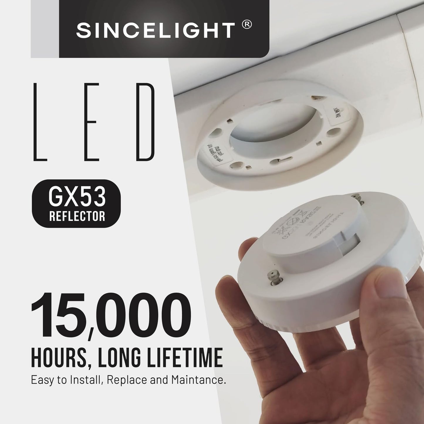 SINCELIGHT GX53 LED Bulbs, 7W, Reflector, 60W Equivalent, Disc Frosted Puck, RA?92, Warm White 2700K, Retrofit the GX53 Fittings in Kitchen Units