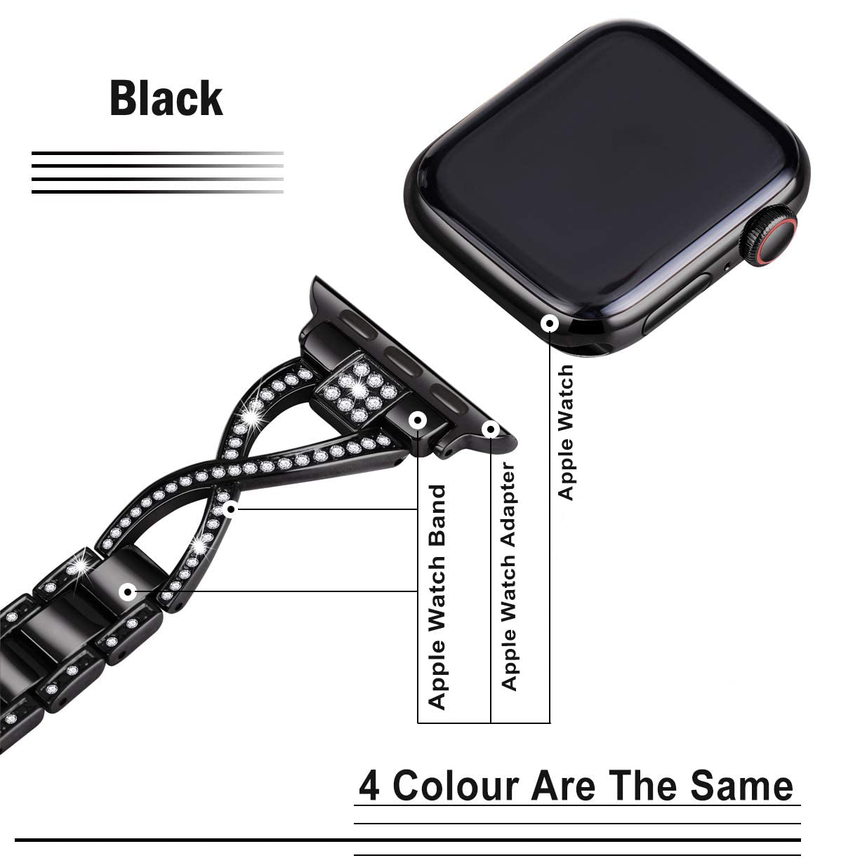 JFdragon for Apple Watch Band 38mm 40mm 41mm 42mm(Series10 11) Women Series11 10 9 8 7 6 5 4 SE iwatch Bands Bling Metal Bracelet Dressy Fancy Cute