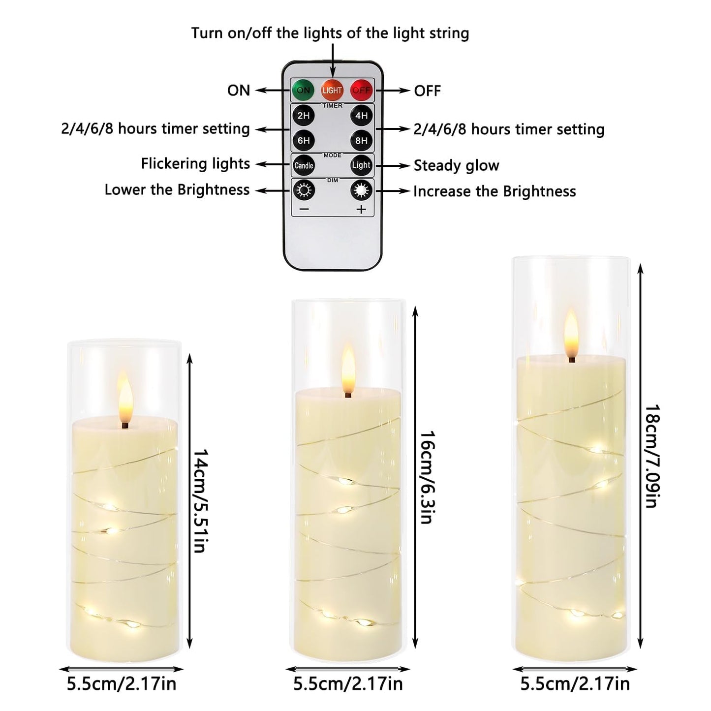 Grcdoyvl 24-Piece Ivory Flameless LED Candles with Remote, Embedded Fairy Lights for Christmas Decor. Battery-Powered with Timer, Safe & Elegant