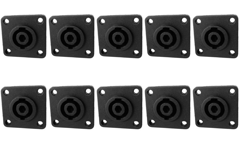 CESS Speaker Jack Twist Lock 4 Pole Square (Rectangle) - Speakon Female Socket Panel/Chassis Mount - Compatible with Neutrik Speakon NL4MP, NL4MPR