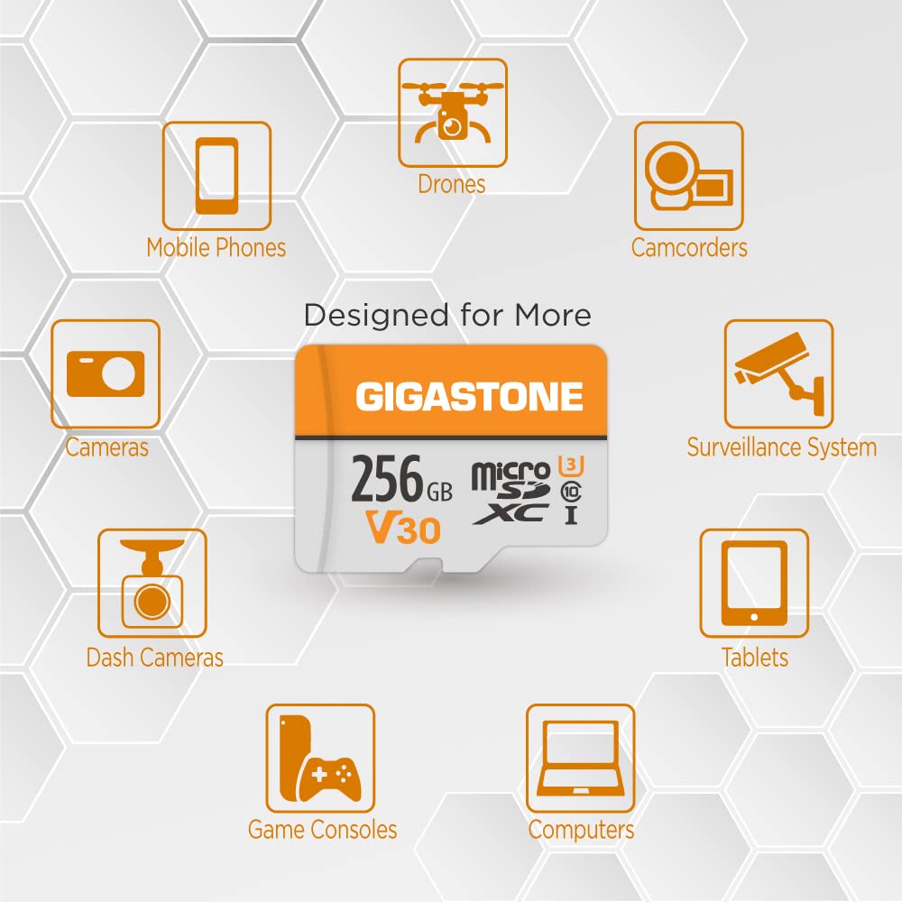 GIGASTONE 256GB Micro SD Card 2-Pack, A1 V30 4K Video Recording, Surveillance, Security Camera, Action Camera, Drone, 100MB/s MicoSDXC Memory Card