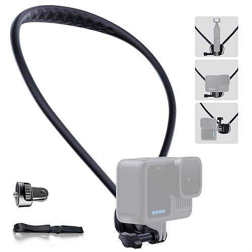 llano Neck Mount with Chest Strap, Compatible with DJI Osmo Pocket3 Nano Action 6/5/4/3, GoPro Hero 13/12/11/10/9/MAX, Insta 360 X5/X4/Ace Pro 2