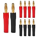Diitao 10PCS Speaker Connector Banana Plugs 4mm Speaker Cable Connectors for Audio Video (5 Red +5 Black)