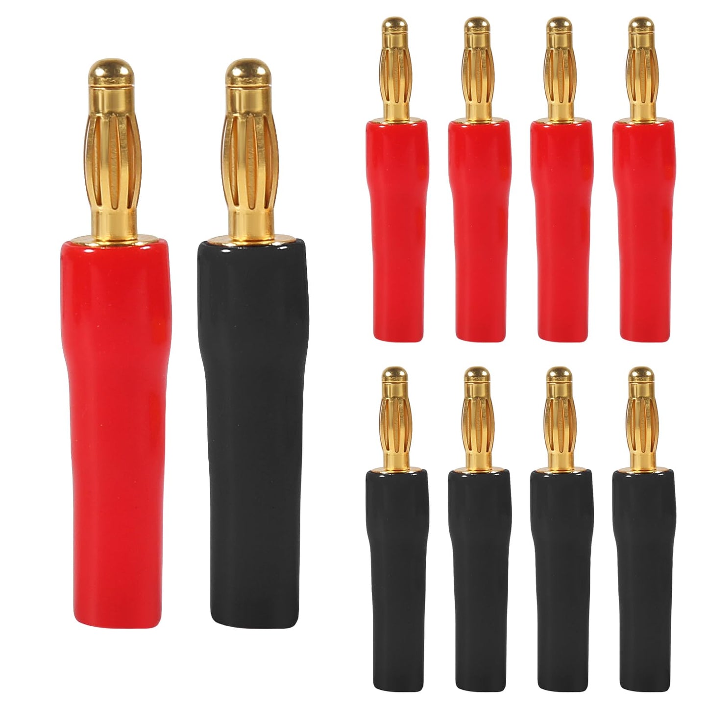 Diitao 10PCS Speaker Connector Banana Plugs 4mm Speaker Cable Connectors for Audio Video (5 Red +5 Black)