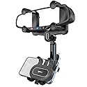 IPOW Large Rearview Mirror Phone Holder for Car 360°Rotatable and Retractable, 2024 Upgraded Four Corners Fixed Anti-Shake Multifunctional Design