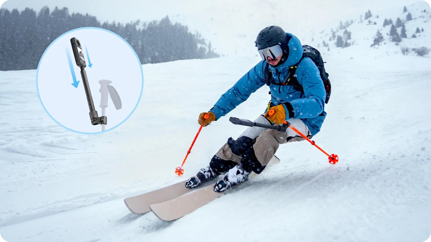 Insta360 Ski Pole Mount for Action Cameras, compatiable X3/ ACE/ACE PRO/ONE RS/X2, GoPro Hero12/11/10/9, DJI OSMO Action 4/3/2 (ski Pole Mount only)