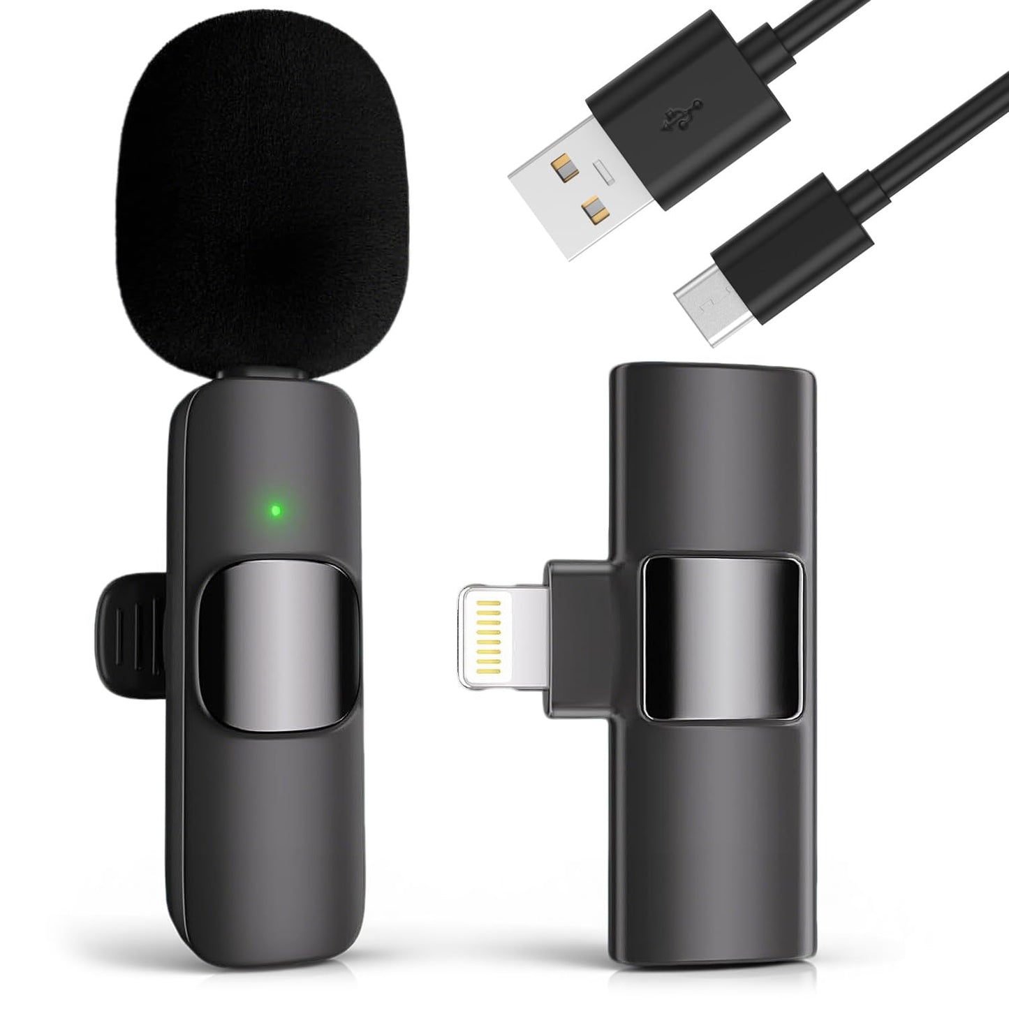 voijump Professional Wireless Microphone for iPhone, iPad, Cordless Lavalier Lapel Omnidirectional Condenser Recording Mic for Video Recording, Live
