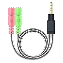 MillSO Headphone Mic Splitter, 3.5mm Headset Adapter (Microphone + Audio) 2 TRS Female to TRRS Male CTIA Stereo Jack Y Cable Compatible for Dual-Plug