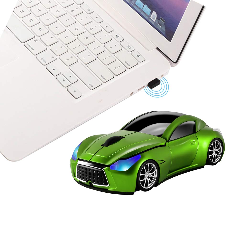 elec Space Cool Sport Car Shape 2.4GHz Wireless Mouse Optical Cordless Mice with USB Receiver for PC Laptop Computer 1600DPI 3 Buttons