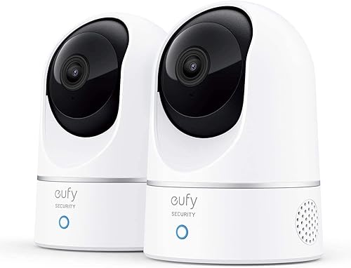 eufy Security Indoor Cam E220 2-Cam Kit, 2K Security Indoor Camera Pan & Tilt, Plug-in Camera with Wi-Fi, Human & Pet AI, Voice Assistant