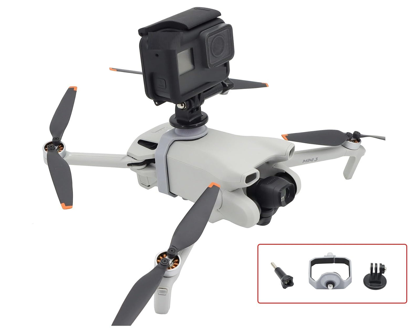 BTG Mini 3/Mini 4 3 Pro Drone Action Camera Mount Holder for DJI Action 4 3/Pocket 3 2/fimi Palm 1 2 / insta360 ONE X3 X2/ONE R/Night Light/Fill Light