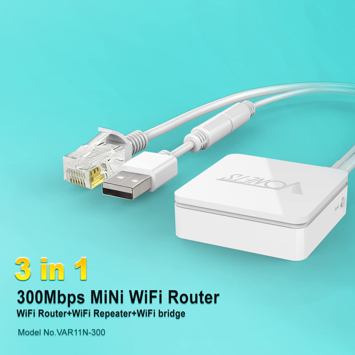 VONETS VAR11N-300 WiFi Bridge/Wireless Repeater/Mini Router/Ethernet to WiFi Convert with WAN/LAN 2 RJ45 Ports for Hotel IP Printer, Network Devices