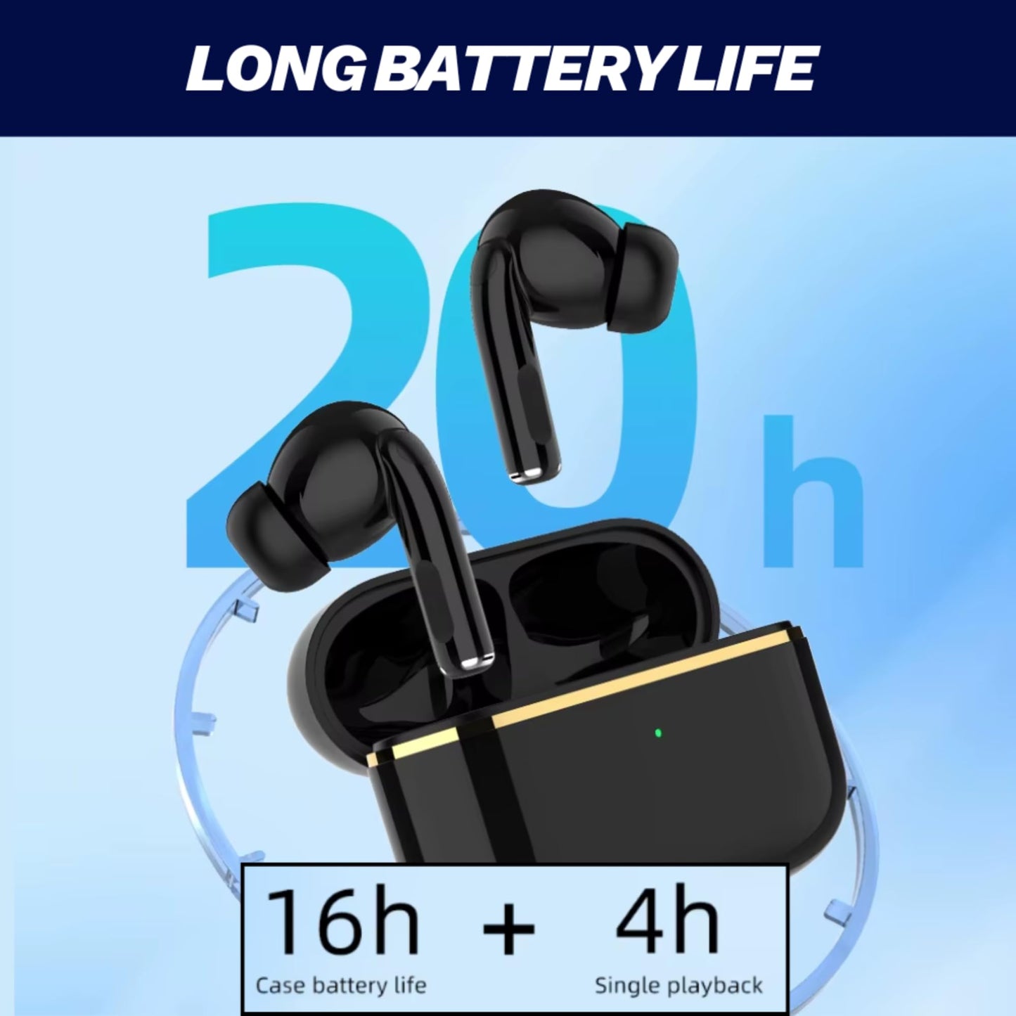 Harper 5.0 Pro True Wireless TWS Bluetooth Earbuds with Charging Case + USB-C Cable, 20H Playtime, Deep Stereo Bass, Touch Control, iOS Android