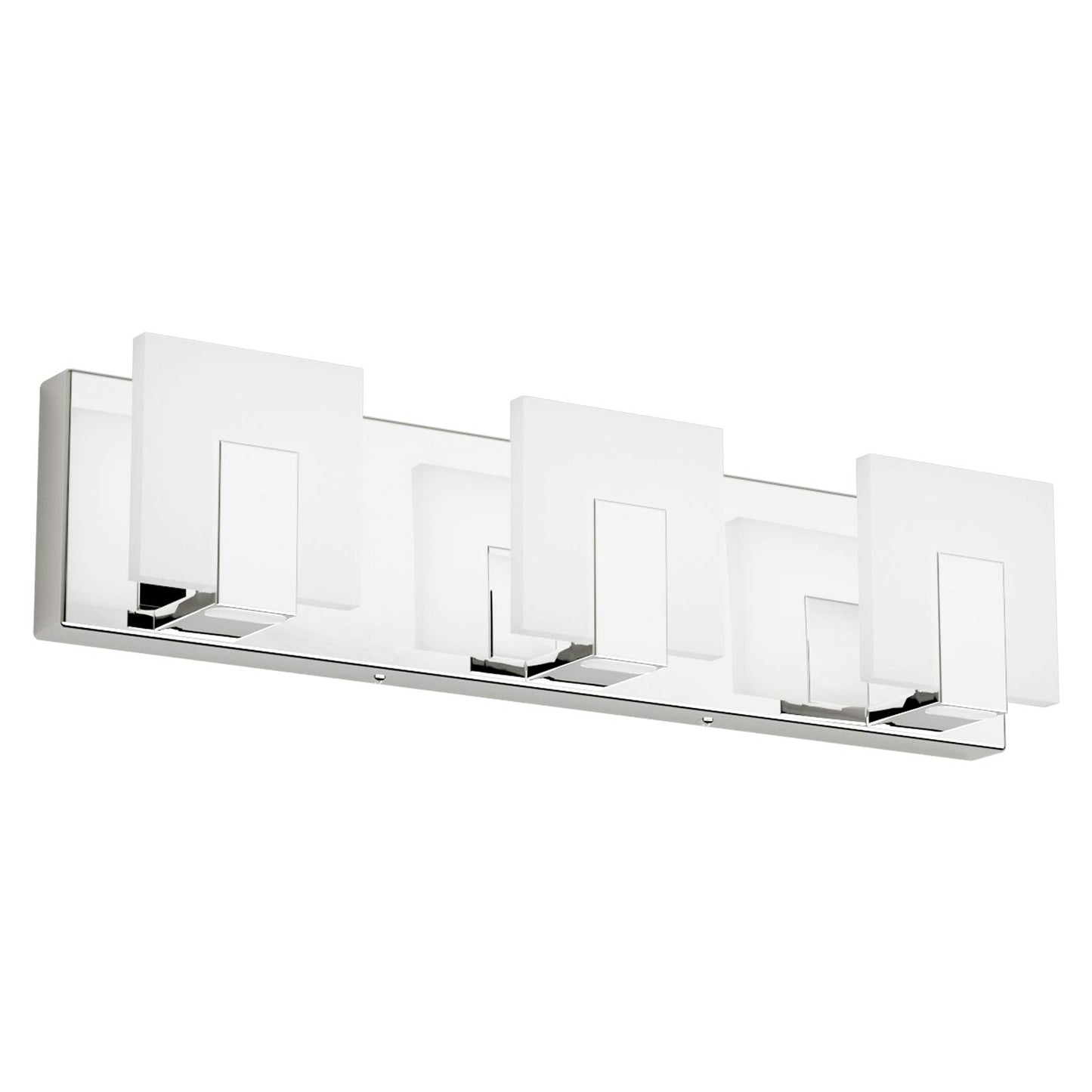 Aipsun 3 Lights Dimmable Modern LED Vanity Light for Bathroom Frosted White Acrylic Chrome Up and Down Bathroom Wall Light Fixtures Over Mirror(White
