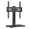 Universal 26-80" Tabletop TV Stand, 88 lb Steel & 8 mm Glass Base, 6-Level Height Snap, 10-Min No-Drill Install, VESA 100×100-400×400 mm