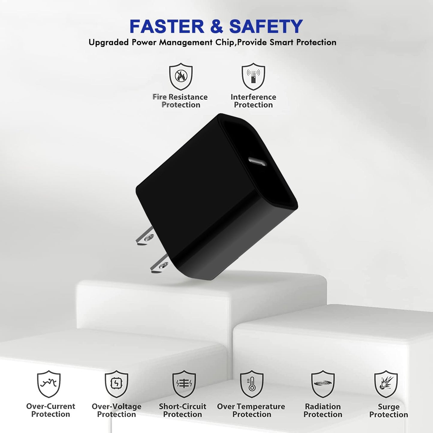 3Pack iPhone 16/15 Charge Block,USB C Charger, Sky Blue Charger Adapter,Quick Fast Charger PD Adapter Plug 20W Power Delivery Type C Fast Charging