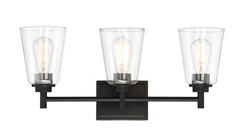Designers Fountain 3-Light Westin Bathroom Vanity Lights Fixture, 22.5 Inch Wall Mount Sconce for Bedroom or Over Mirror, Matte Black, 95703-MB