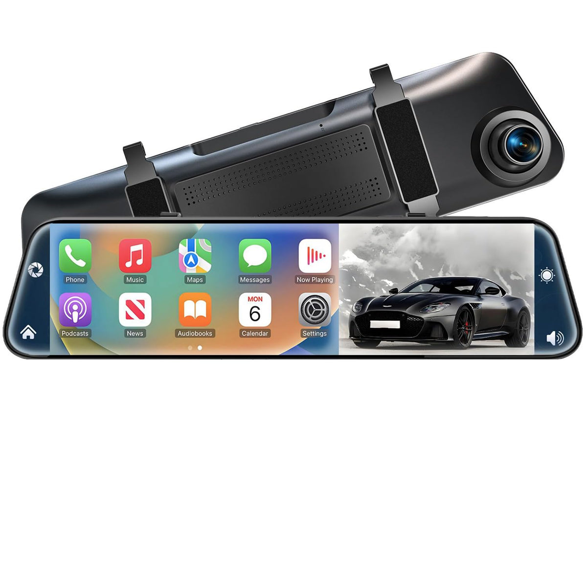4K Rear View Mirror Camera with Carplay&Android Auto 12" Mirror Dash Cam