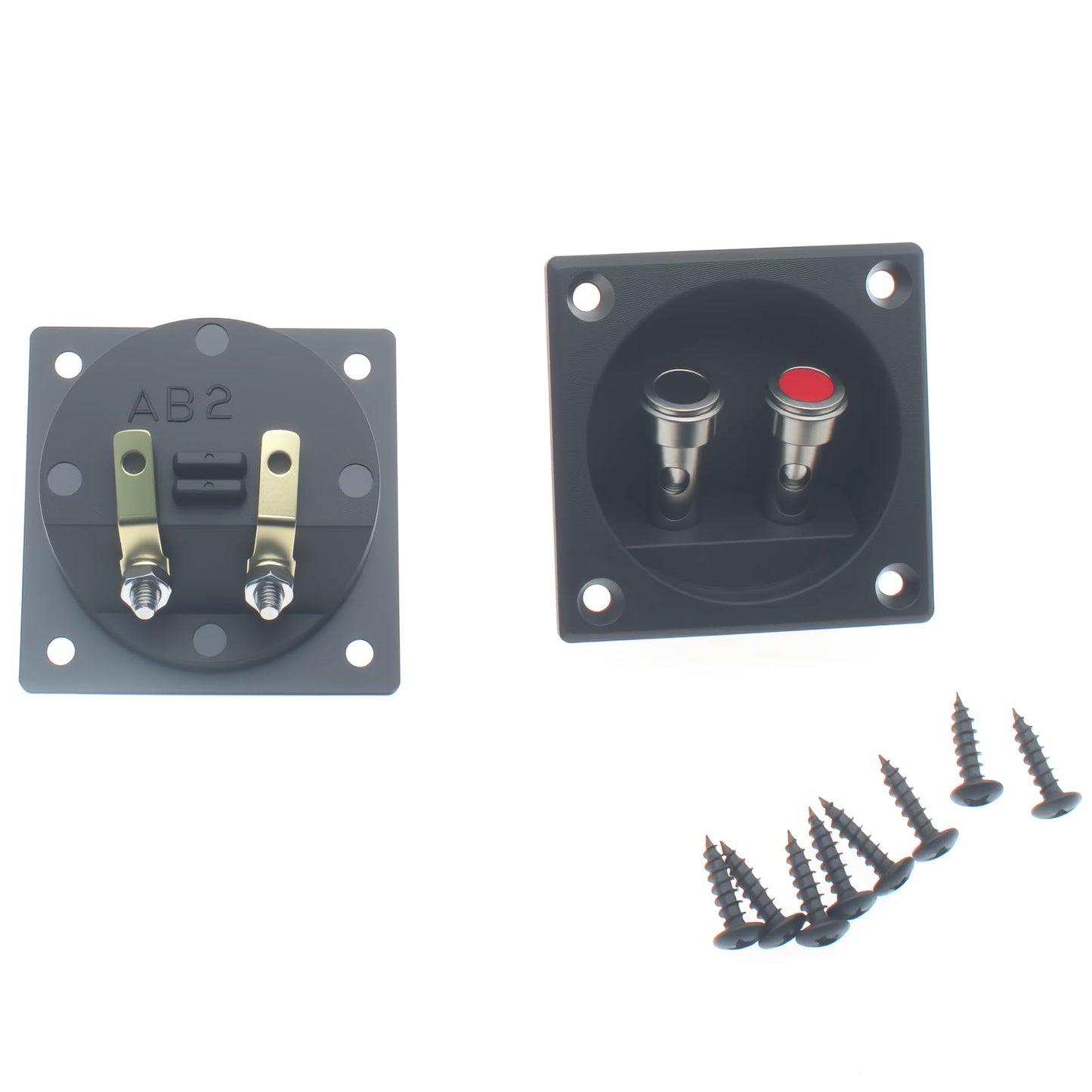 SYCZIOHU 2 Pcs Speaker Box Terminal with Copper Connectors 2.24 Inch Diameter Subwoofer Replacement Box Terminal Speaker Wire Connectors for DIY