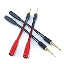 WJSTN-018 Braided Wire Speaker Banana Plugs to 4mm Female Banana Jack Converter, Soft Whip Banana Plug Adapter Cable,4- Packs