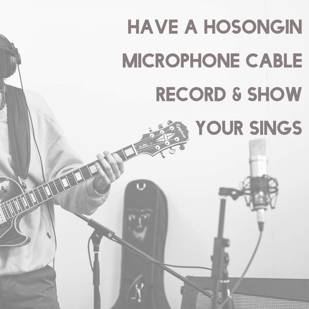 HOSONGIN XLR to USB Recording Cable for Microphones, 48V Phantom Power Required for Condenser Microphones, Plug-and-Play Audio Adapter with Built-in