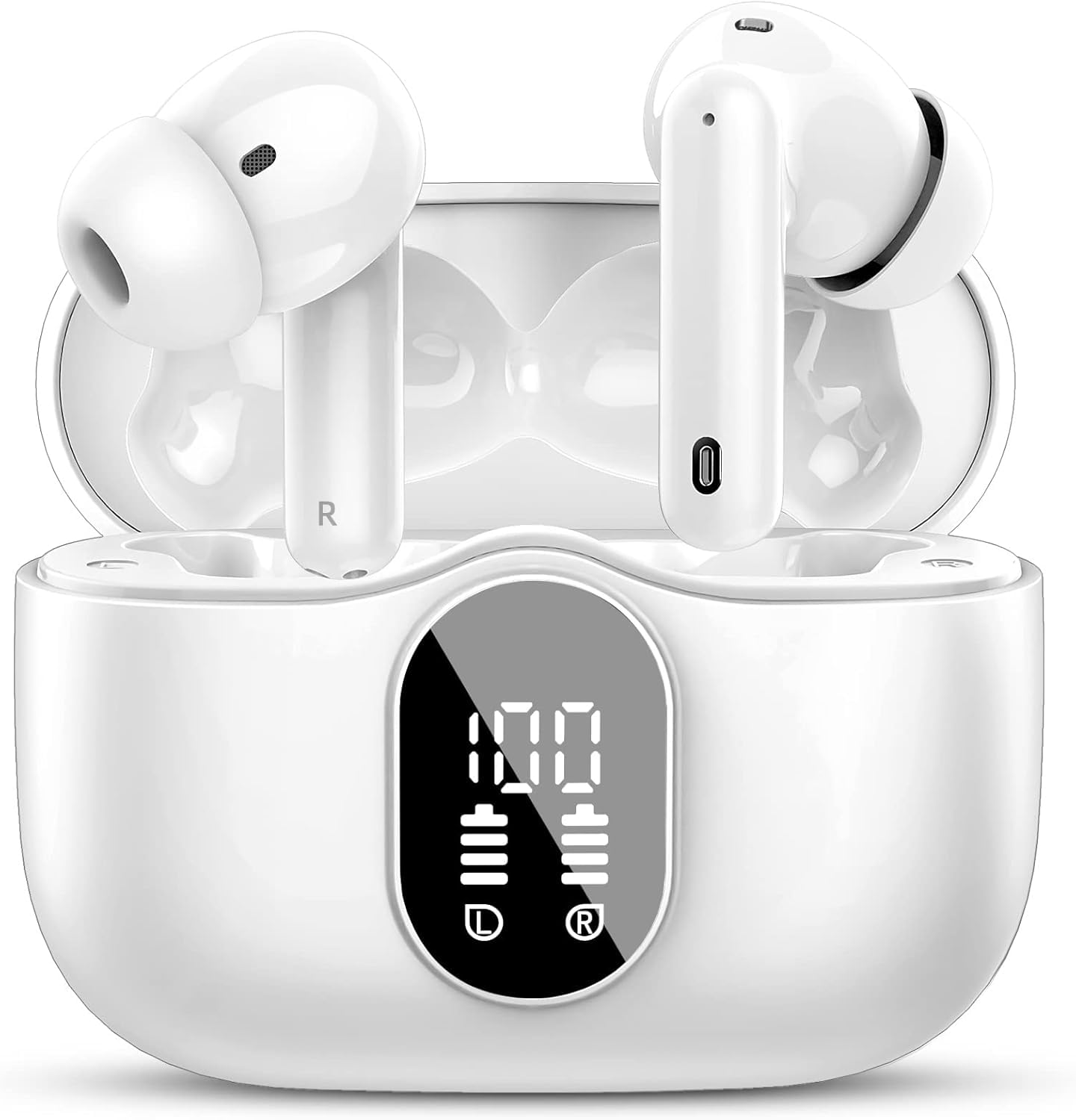 Btootos Wireless Earbuds Bluetooth 5.4 Headphones Bass Stereo Ear Buds with Noise Cancelling Mic LED Display in Ear Earphones IP7 Waterproof 36H
