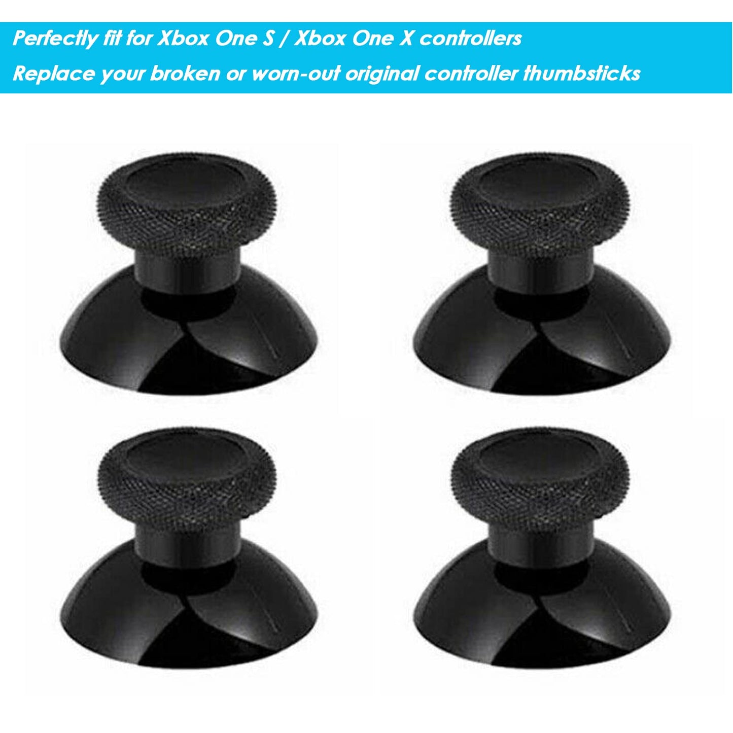 Replacement Thumbsticks for Xbox One S/X Controller, 4pcs 3D Joystick Parts Analog Caps with Repair Tools Kit, T6 T8 T10 Screwdriver Compatible