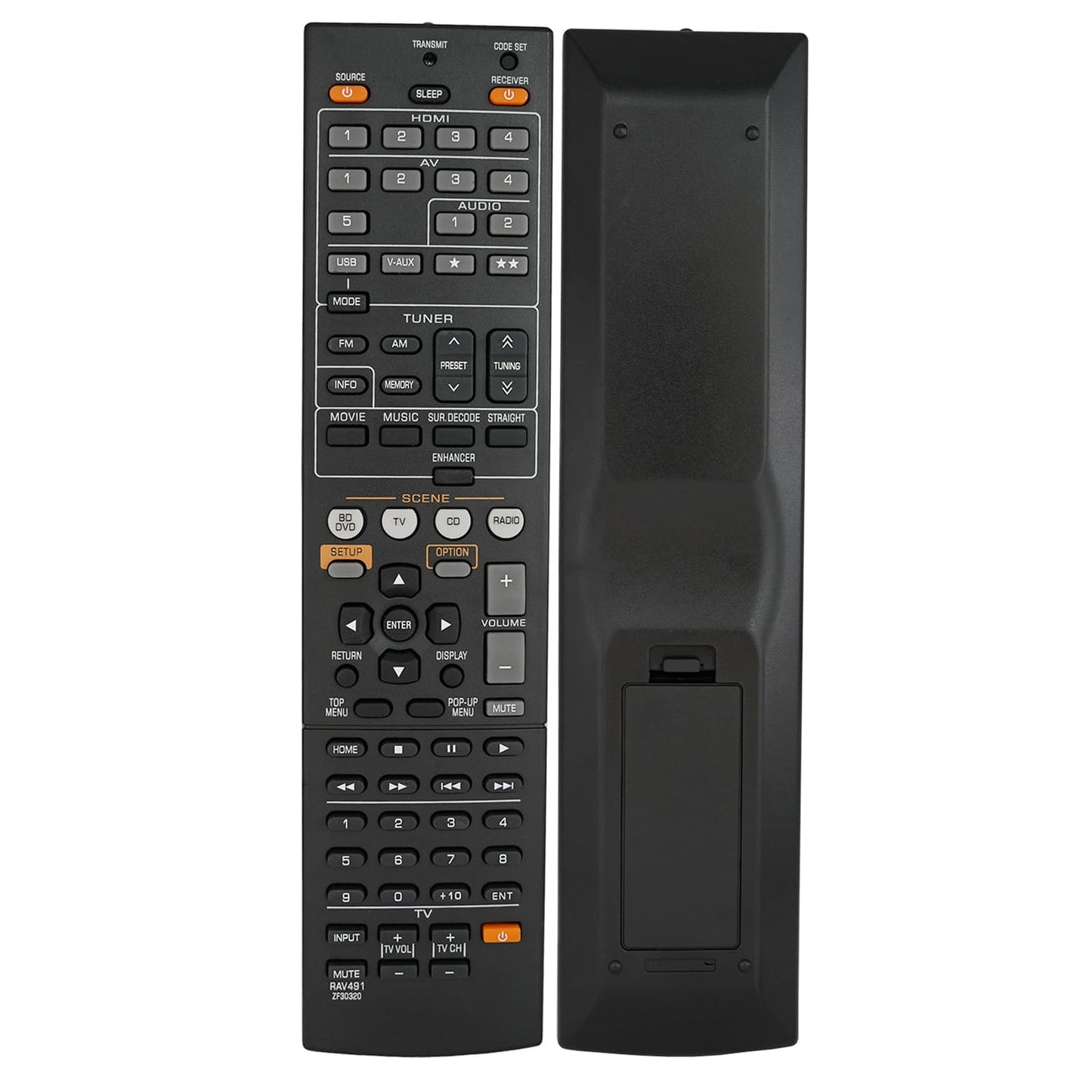 Universal Replacement Remote Control Fit for 491 RAV331 HTR-3064 RAV434 RAV434-WW510600 HTR-5064 YHT-595 HTR-6295 RX-A800 YHT-595BL for Yamaha AV