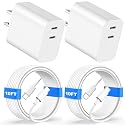 Compatible with Phone15/16/17 Charger Fast Charging,20W Dual USB C Charger Block with Two 10FT USB C-C Charging Cables with Phone 15/16Pro
