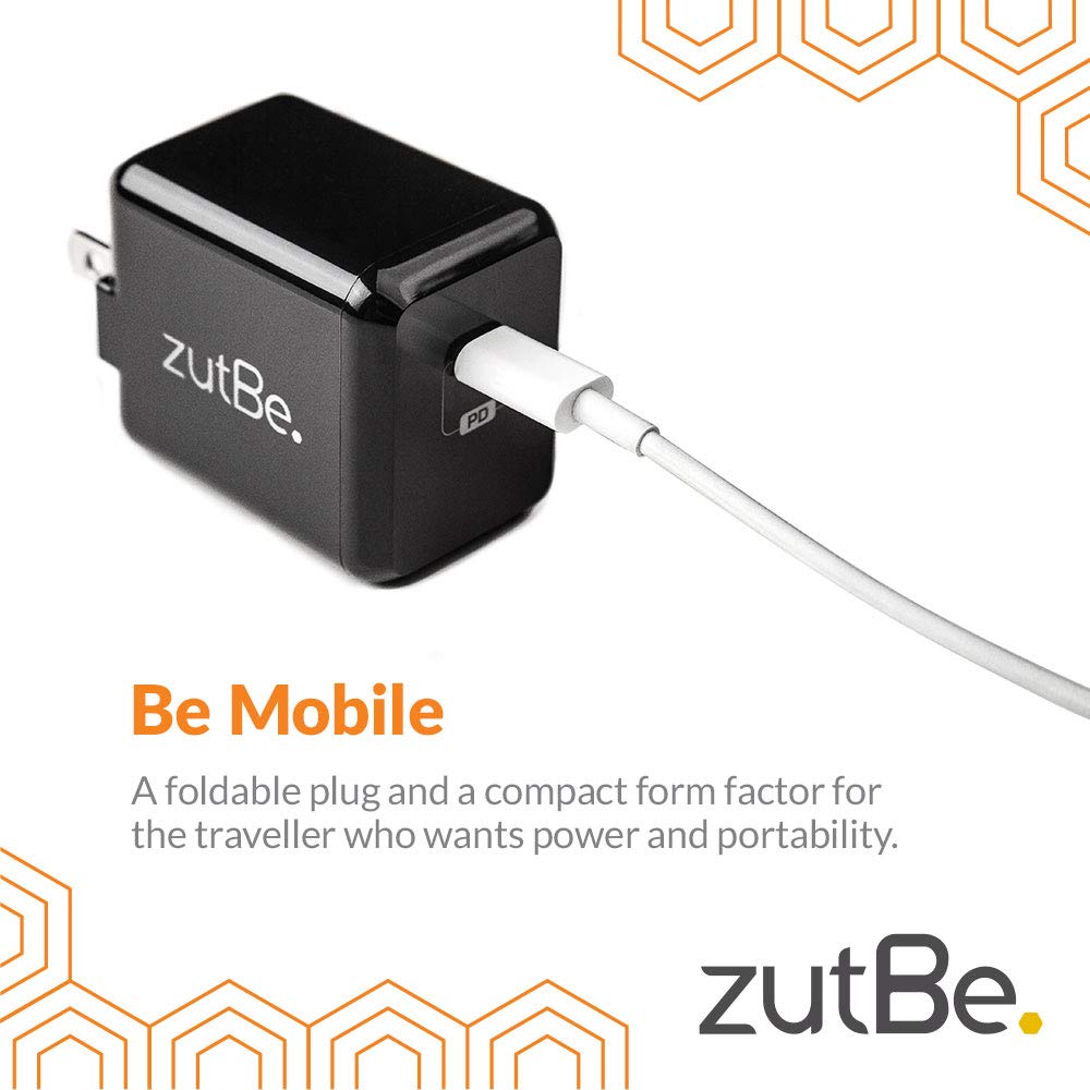 zutBe USB-C 29W Wall Charger, Foldable Plug, Fast Charge, Power Delivery PD, for iPhone 17 16 15 Pro Max 14 13/12/12 Mini/14 Pro/14 Pro Max/11 iPad