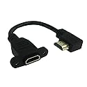 CERRXIAN 15cm 6inch High Speed HDMI 2.0 Right Angle HDMI Male to Female Extension Cable with Screw Hole Panel Mount Support 4K 60Hz Resolution for Blu