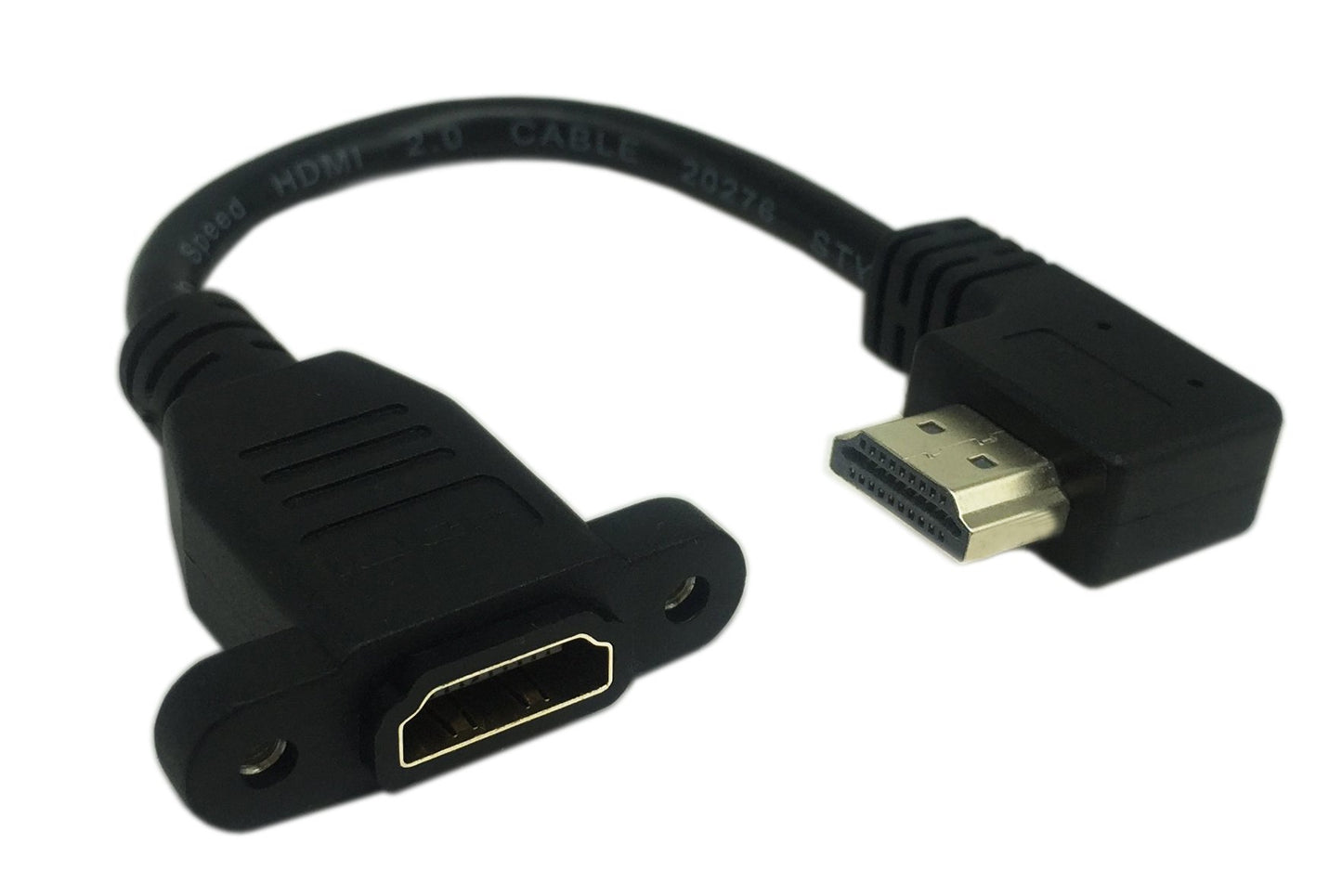 CERRXIAN 15cm 6inch High Speed HDMI 2.0 Right Angle HDMI Male to Female Extension Cable with Screw Hole Panel Mount Support 4K 60Hz Resolution for Blu