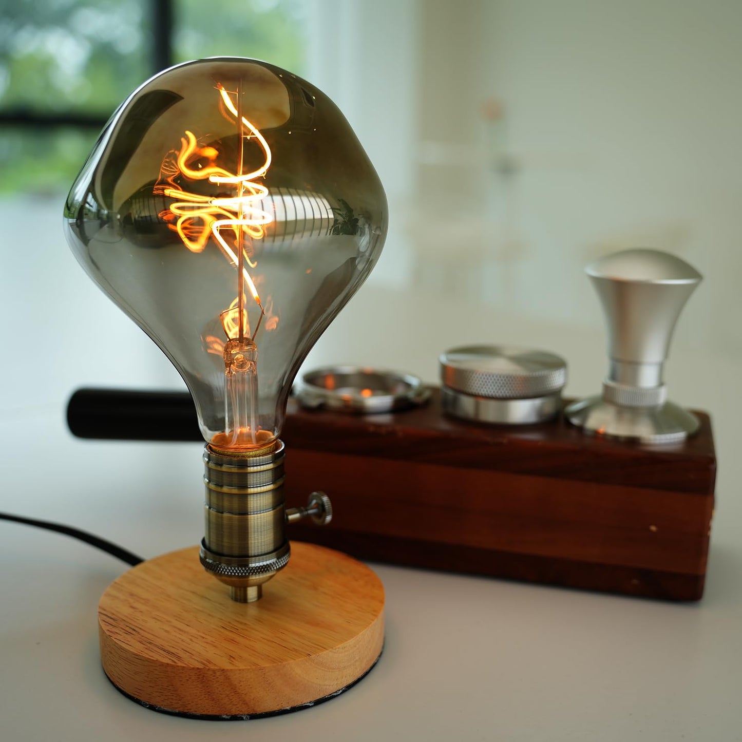 BollyLite G40 LED Edison Bulb, Smoke Gray Hand-Blown Hard Glass, 4W (25W Incandescent Equivalent), 110-130V, E26, 2000K Warm Yellow Light, 200LM