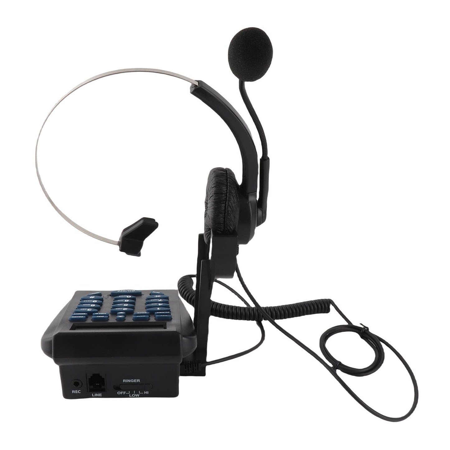 ASHATA Call Center Headset - Office Telephone Headset with Multi-Functional Dial Pad, DTMF Caller ID Display, Noise-Canceling, Ergonomic Design,