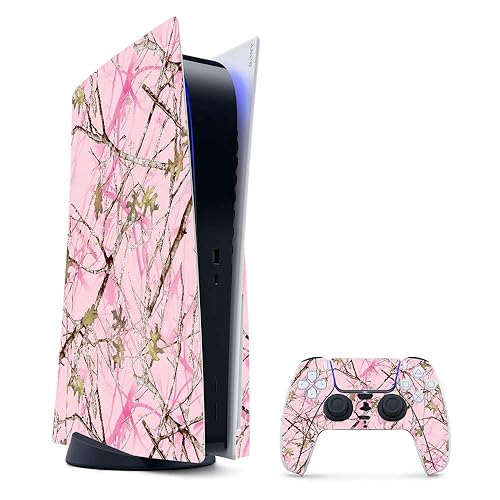 MightySkins Gaming Skin for PS5 / PlayStation 5 Bundle - Conceal Pink | Protective Viny wrap | Easy to Apply and Change Style | Made in The USA