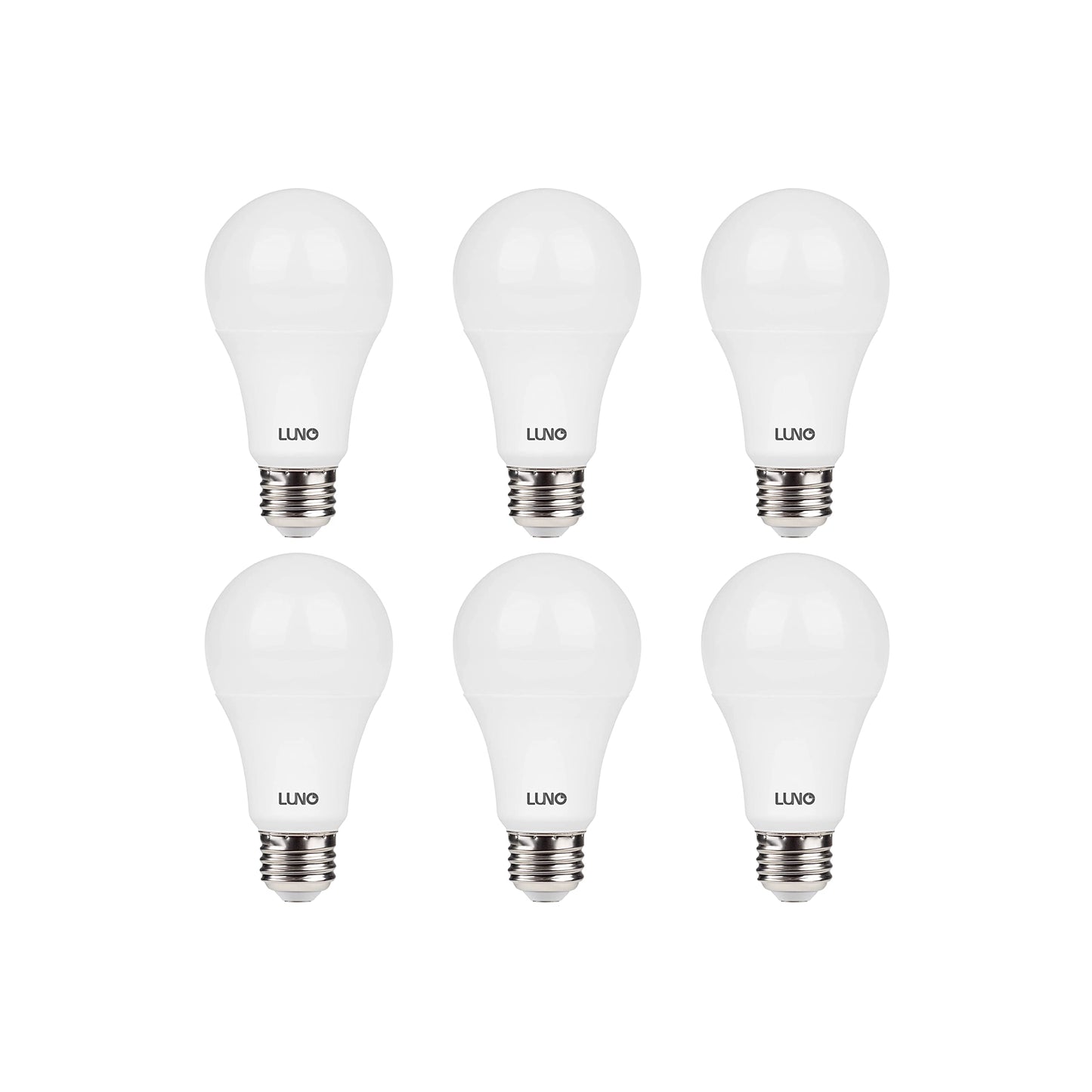 LUNO A19 Non-Dimmable LED Bulb, 14W (100W Equivalent), 1500 Lumens, 5000K (Daylight), Medium Base (E26), UL Certified (6-Pack)