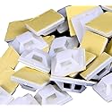 Mini Skater White Nylon Plastic Square Type Self-Adhesive+Screws Hole Mounting Wire Bundle Fixer Holders Organizer,5mm Cable Tie Wire Rope Tube