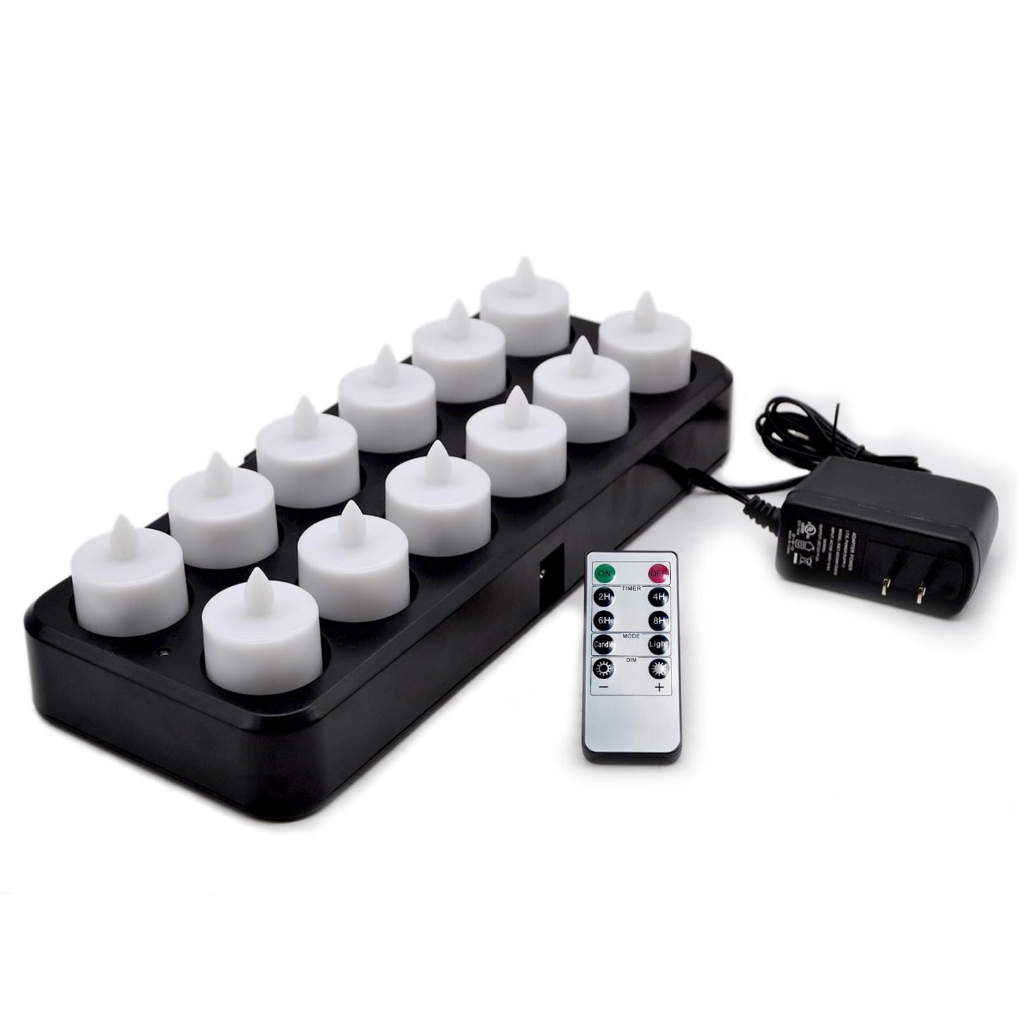 TELOSMA Inductive Rechargeable LED Bright White Tealight Candles Flameless with Timer Remote, Set of 12