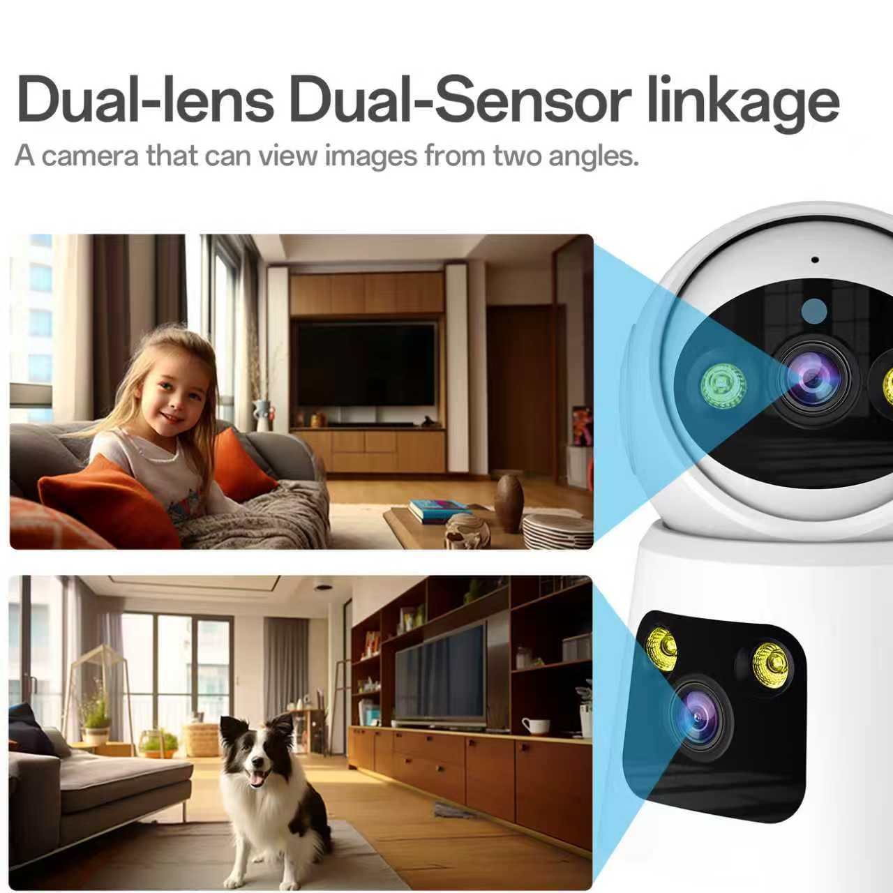 Kinnkall 4MP Dual Lens Indoor Security Camera, 360° Pan/Tilt Baby & Pet Monitor, 2.4G/5G WiFi, Motion Tracking, 24/7 Cloud/SD, 2-Way Audio, Works