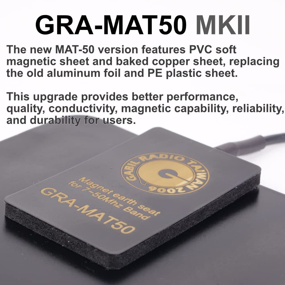 GRA MAT50 HF Ground Enhancement Mat for Mobile Screwdriver Antennas, Improves SWR and Ground Coupling for 7 to 50MHz, Dual Pack Support for 3.5MHz