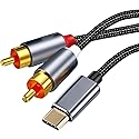 TIEDXIOY USB C to RCA Audio Cable Braided, 2 RCA to USB C Aux Cable for iPad Air/Pro, iPhone 15 to Speaker, Subwoofer Car Stereo, Home Theater