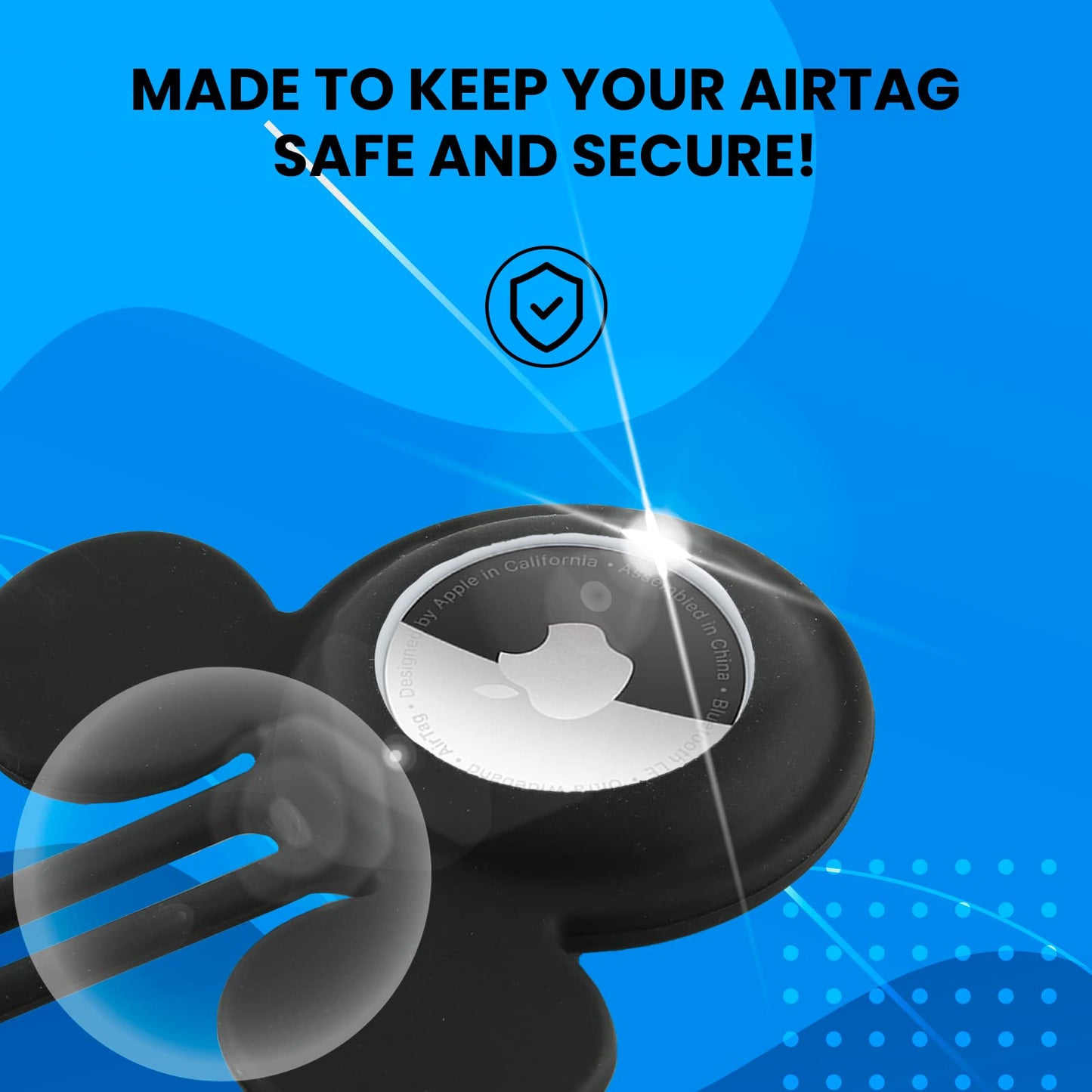 Disney Mickey Mouse Ears 4-Pack Silicone Airtag Holder Case- 4 Airtag Keychain Holder Included- Disneyland Accessory for Backpack/Keys/Pet - Keychain