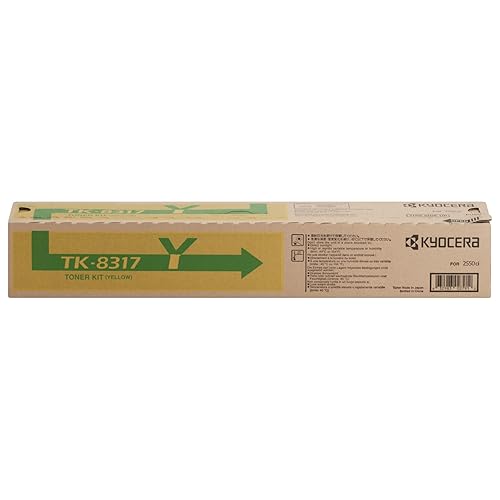 KYOCERA 1T02MVAUS0 Model TK-8317Y Yellow Toner Cartridge for use TASKalfa 2550ci Color Multifunction Printer, Up to 6000 Pages Yield at 5% Average