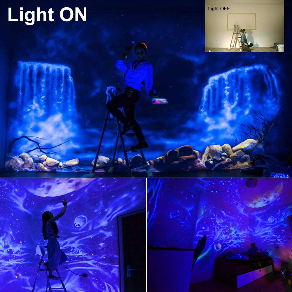 2 Pack 60W Purple LED Black Lights Flood Light with Plug(5ft Cable) , IP66 Waterproof, for , Stage Lighting, Aquarium, Body Paint, Fluorescent Poster