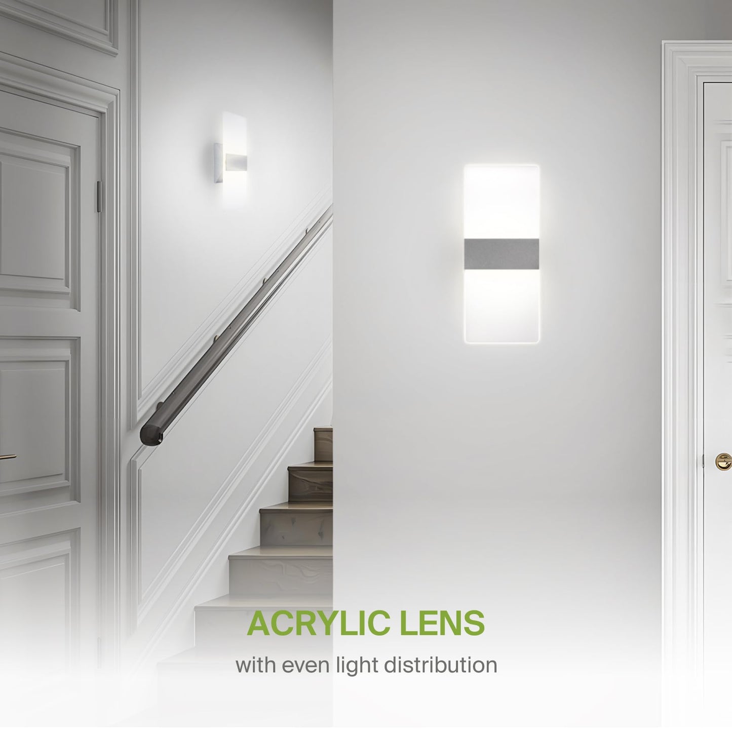 ASD 12 Inch Indoor LED Wall Sconce - 12W 2700K-5000K Dimmable Brushed Nickel Wall Sconce Lights for Living Room, Bedroom, Bathroom, Hallway - Modern