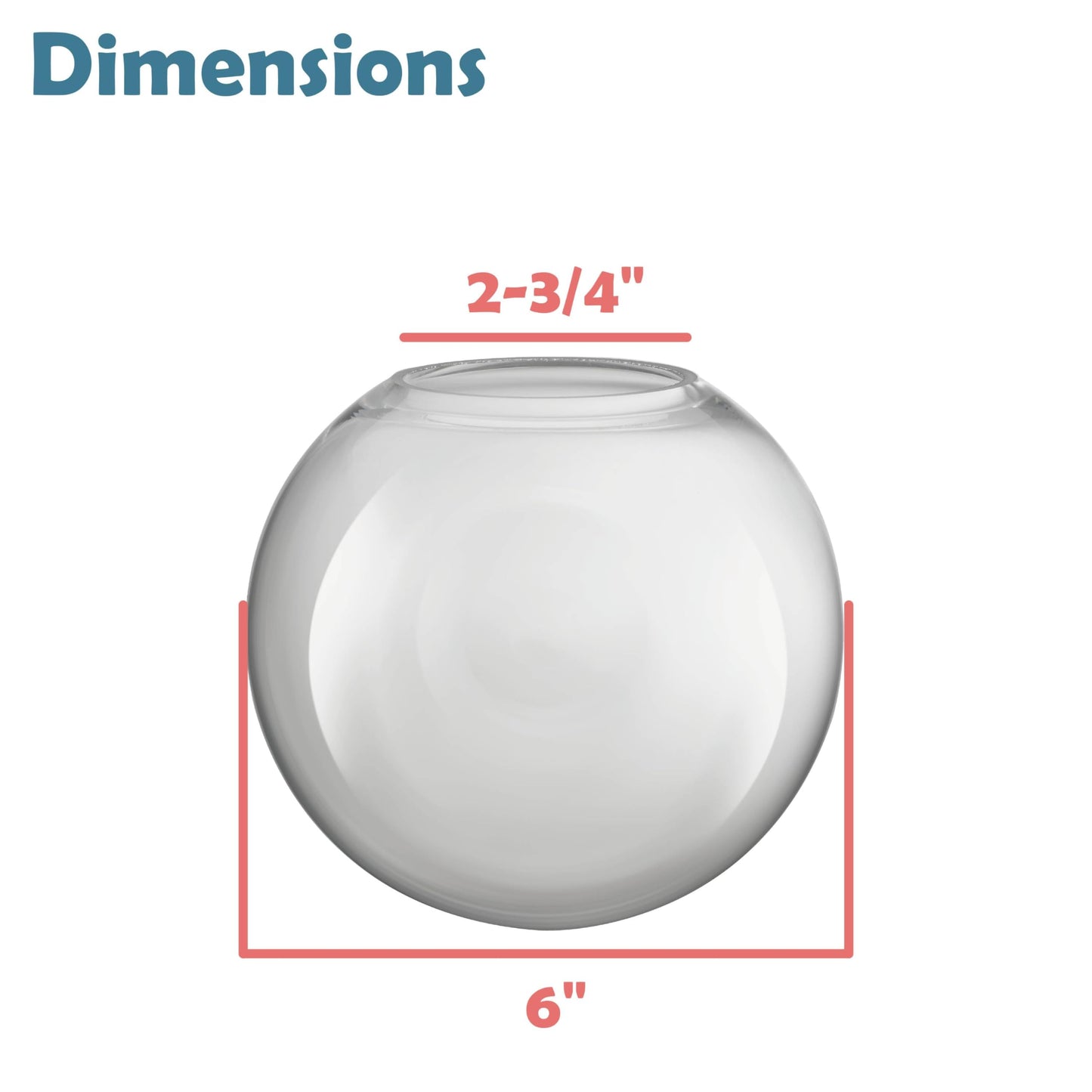 Aspen Creative 28005-60-2, 6" Clear Glass Globe, Neckless for Wall Sconces, Fitter: 2-3/4", 2 Pack