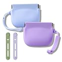 2-Pack Silicone Earbud & Cable Organizer Case with 2 Cord Winders, Pop-Open Storage Box for Headphones, Charging Cords, Small Accessories, Coin Purse