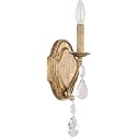 Capital Lighting 1616AG-CR Blakely K9 Crystal Wall Sconce, 1-Light 60 Watt, 13" H x 5" W, Antique Gold