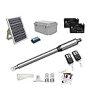 JUJIANG C01 Solar Gate Opener with Batteries & Solar Panel for Single Swing Gates Up to 440lb 12FT Automatic Gate Openers with Remote Complete Kit