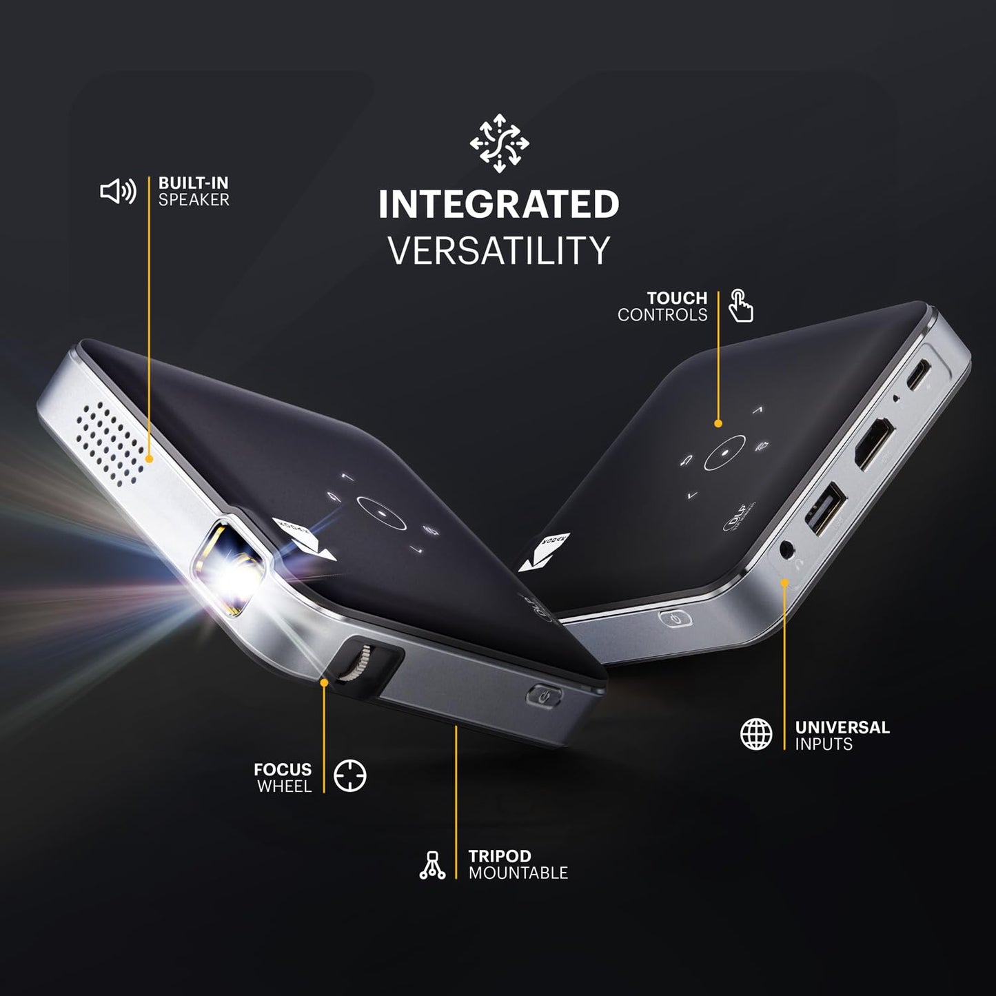 KODAK Luma 150 Complete Kit - Wireless Mini Pocket DLP Projector with Case, Tripod, 60” Screen, Rechargeable Battery, Built-in Speaker, HDMI, USB